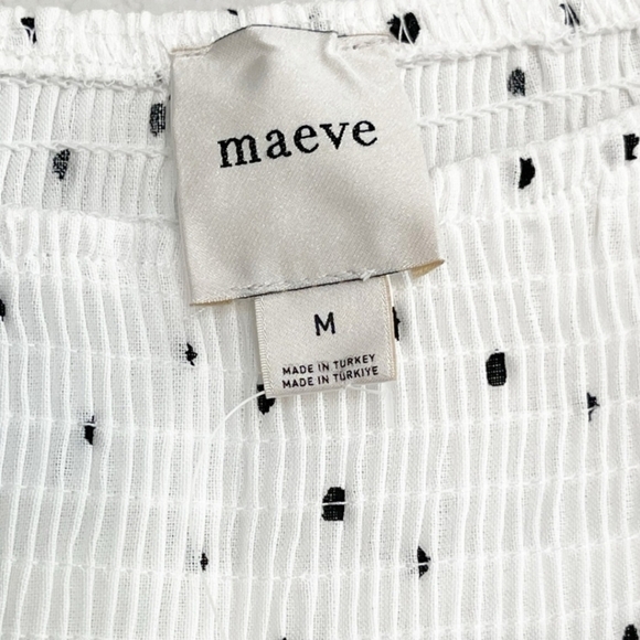 Anthropologie Maeve Smocked Bloomer Shorts White Black Polka Dots NWT - Picture 3 of 6